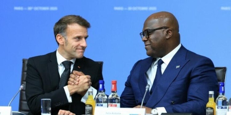 Conférence internationale sur la paix à Paris : Emmanuel Macron annonce la réouverture de l’aéroport de Goma et une aide humanitaire d’1,5 milliard d’euros Macron et Félix Tsisekedi